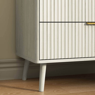 Corin Mid-Century-Modern Fluted White 5-Drawer Dresser - Riumlore