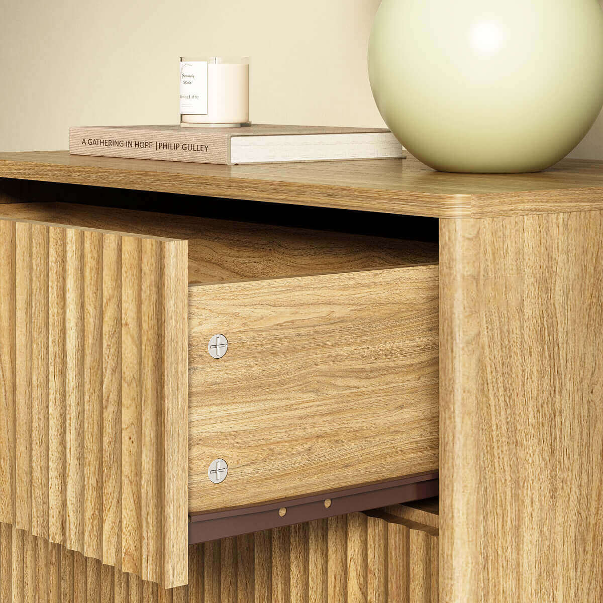 Thene Mid-Century-Modern Fluted 5-Drawer Dresser - Riumlore