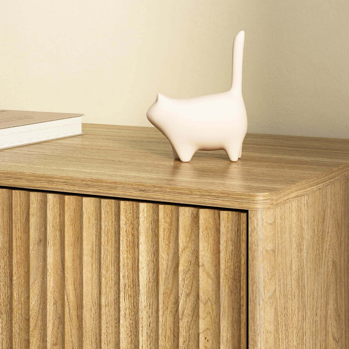 Thene Mid-Century-Modern Fluted 5-Drawer Dresser - Riumlore