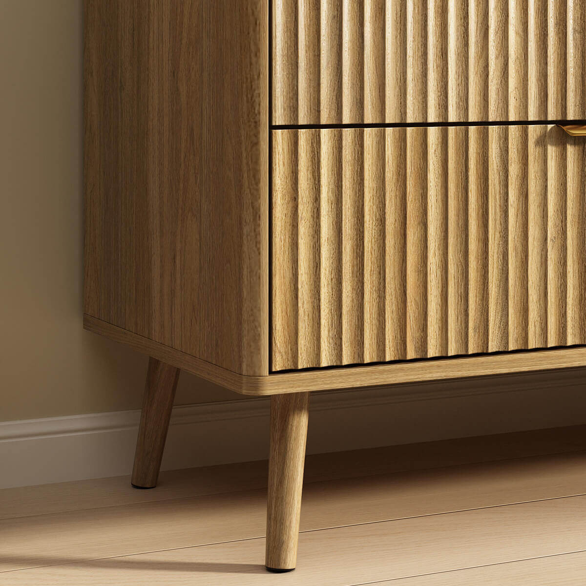 Thene Mid-Century-Modern Fluted 7-Drawer Dresser - Riumlore