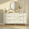 Corin Mid-Century-Modern Fluted White 6-Drawer Dresser - Riumlore