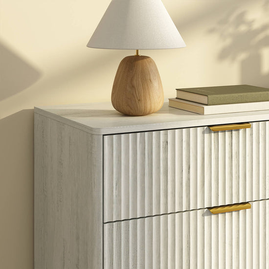 Corin Mid-Century-Modern Fluted White 6-Drawer Dresser - Riumlore