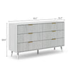 Corin Mid-Century-Modern Fluted White 6-Drawer Dresser - Riumlore