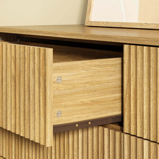Thene Mid-Century-Modern Fluted 6-Drawer Dresser - Riumlore