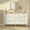 Corin Mid-Century-Modern Fluted White 7-Drawer Dresser - Riumlore