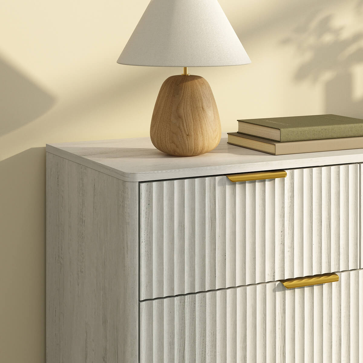 Corin Mid-Century-Modern Fluted White 7-Drawer Dresser - Riumlore