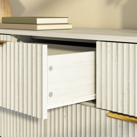 Corin Mid-Century-Modern Fluted White 7-Drawer Dresser - Riumlore