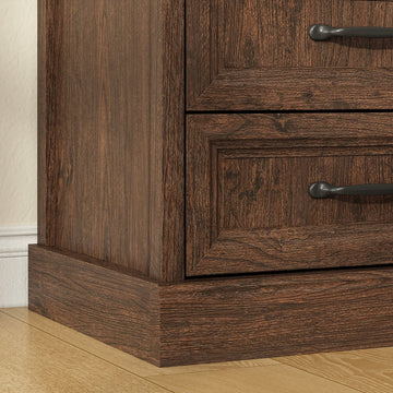 Rowen Rustic Solid Wood Nightstand with 2-Drawer & Open Shelf - Riumlore