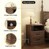 Rowen Rustic Solid Wood Nightstand with 2-Drawer & Open Shelf - Riumlore