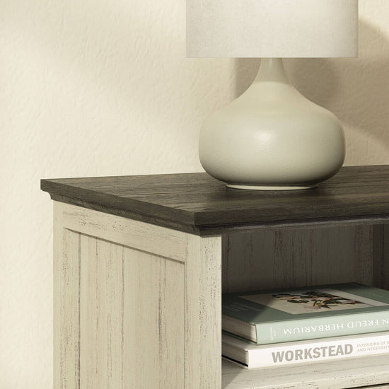 Maren Rustic Nightstand with 2-Drawer & Open Shelf - Riumlore