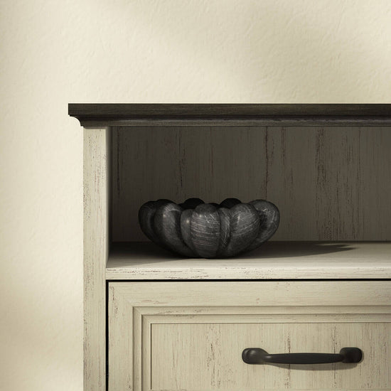 Maren Rustic Nightstand with 2-Drawer & Open Shelf - Riumlore