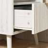 Corin Mid-Century Fluted White Nightstand with Drawer & Open Shelf - Riumlore