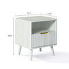 Corin Mid-Century Fluted White Nightstand with Drawer & Open Shelf - Riumlore