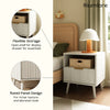 Corin Mid-Century Fluted White Nightstand with Drawer & Open Shelf - Riumlore