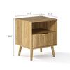 Thene Mid-Century Fluted Nightstand with Drawer & Open Shelf - Riumlore