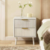 Corin Mid-Century-Modern Fluted 2-Drawer White Nightstand - Riumlore