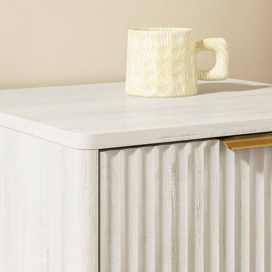 Corin Mid-Century-Modern Fluted 2-Drawer White Nightstand - Riumlore