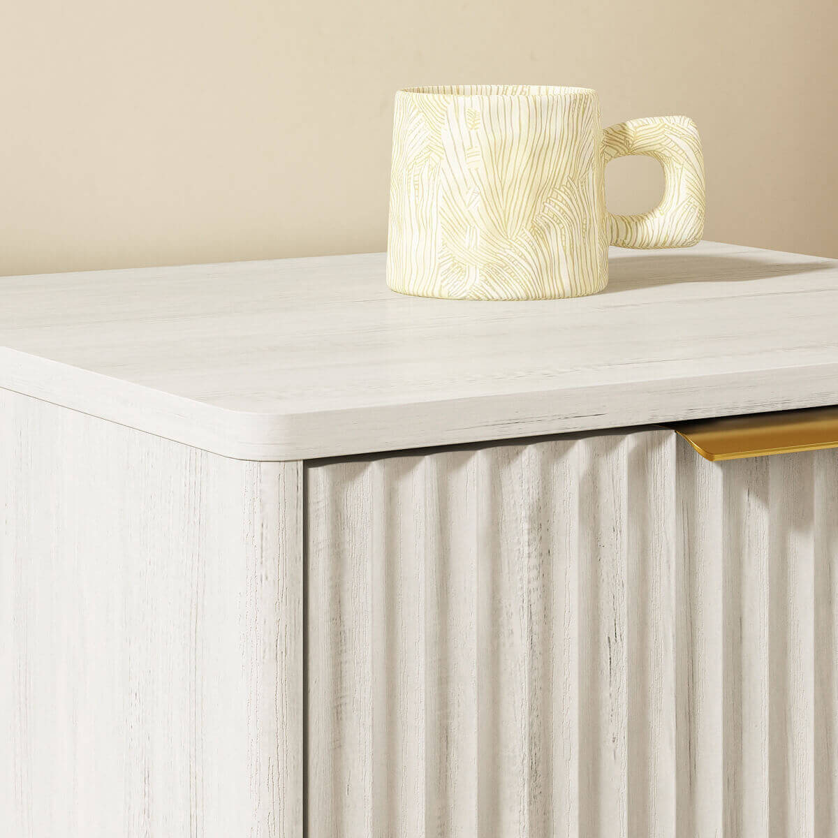 Corin Mid-Century-Modern Fluted 2-Drawer White Nightstand - Riumlore