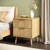 Thene Mid-Century-Modern Fluted 2-Drawer Nightstand - Riumlore