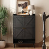 Xyla Farmhouse 2-Tier Vertical Black Shoe Cabinet