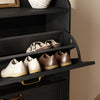 Xyla Farmhouse 2-Tier Vertical Black Shoe Cabinet
