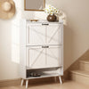 Xyla Farmhouse 2-Tier Vertical White Shoe Cabinet