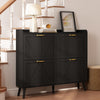 Xyla Farmhouse 4-Door Vertical Black Shoe Cabinet
