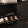 Xyla Farmhouse 4-Door Vertical Black Shoe Cabinet