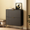 Luma Modern Fluted 2-Tier Vertical Black Shoe Cabinet - Riumlore