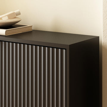 Luma Modern Fluted 3-Tier Vertical Black Shoe Cabinet - Riumlore