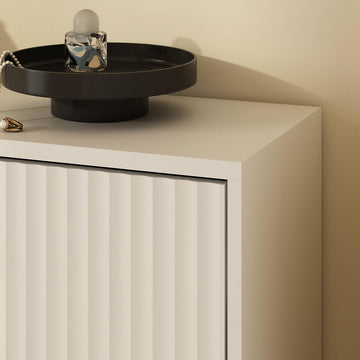 Luma Modern Fluted 3-Tier Vertical White Shoe Cabinet - Riumlore