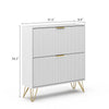 Luma Modern Fluted 2-Tier Vertical White Shoe Cabinet - Riumlore