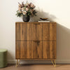 Luma Modern Fluted 2-Tier Vertical Walnut Shoe Cabinet - Riumlore