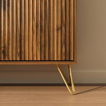 Luma Modern Fluted 3-Tier Vertical Walnut Shoe Cabinet - Riumlore