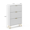 Luma Modern Fluted 3-Tier Vertical White Shoe Cabinet