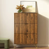 Luma Modern Fluted 3-Tier Vertical Walnut Shoe Cabinet - Riumlore