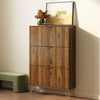 Luma Modern Fluted 3-Tier Vertical Walnut Shoe Cabinet - Riumlore