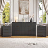 3-Piece Modern Bedroom Set - 7 Drawer Wide Dresser & Nightstands Set of 2 with Fluted Design, Anti-Tip Safety Black Natural Wood Storage Furniture for Bedroom,Hallway 7+6,Black
