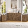 3-Piece Modern Bedroom Set - 7 Drawer Wide Dresser & Nightstands Set of 2 with Fluted Design, Anti-Tip Safety Brown Natural Wood Storage Furniture for Bedroom,Hallway 7+6,Brown