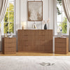 3-Piece Modern Bedroom Set - 8 Drawer Wide Dresser & Nightstands Set of 2 with Fluted Design, Anti-Tip Safety Light Walnut Natural Wood Storage Furniture for Bedroom,Hallway 8+6,Light Walnut