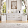 3-Piece Modern Bedroom Set - 9 Drawer Wide Dresser & Nightstands Set of 2 with Fluted Design, Anti-Tip Safety White Natural Wood Storage Furniture for Bedroom,Hallway 9+4,White
