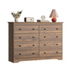 55.1" Wide Dresser for Bedroom, 8 Drawer Dresser with Large Drawers, Dresser for TVs Up to 65",Brown
