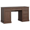 YouTrend 58'' Farmhouse Executive Desk,Wood Home Office Computer Desk with 5 Drawers and Storage Cabinet for Work Study Writing,Brown