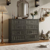 Rustic 8-Drawer Wood Dresser, Large Storage Chest Organizer with Metal Handles for Bedroom, Living Room, Farmhouse Style Furniture,Gray