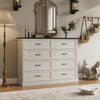 Rustic 8-Drawer Wood Dresser, Large Storage Chest Organizer with Metal Handles for Bedroom, Living Room, Farmhouse Style Furniture,White