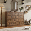 Rustic 9-Drawer Wood Dresser, Large Storage Chest Organizer with Metal Handles for Bedroom, Living Room, Farmhouse Style Furniture,Deep Brown