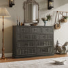 Rustic 9-Drawer Wood Dresser, Large Storage Chest Organizer with Metal Handles for Bedroom, Living Room, Farmhouse Style Furniture,Gray