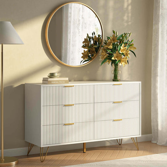 Modern Fluted 6-Drawer Dresser - Riumlore