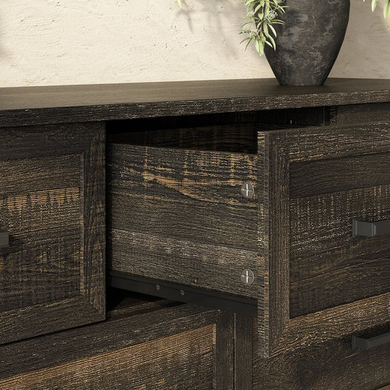 Dorien Rustic Farmhouse Black 7-Drawer Dresser - Riumlore