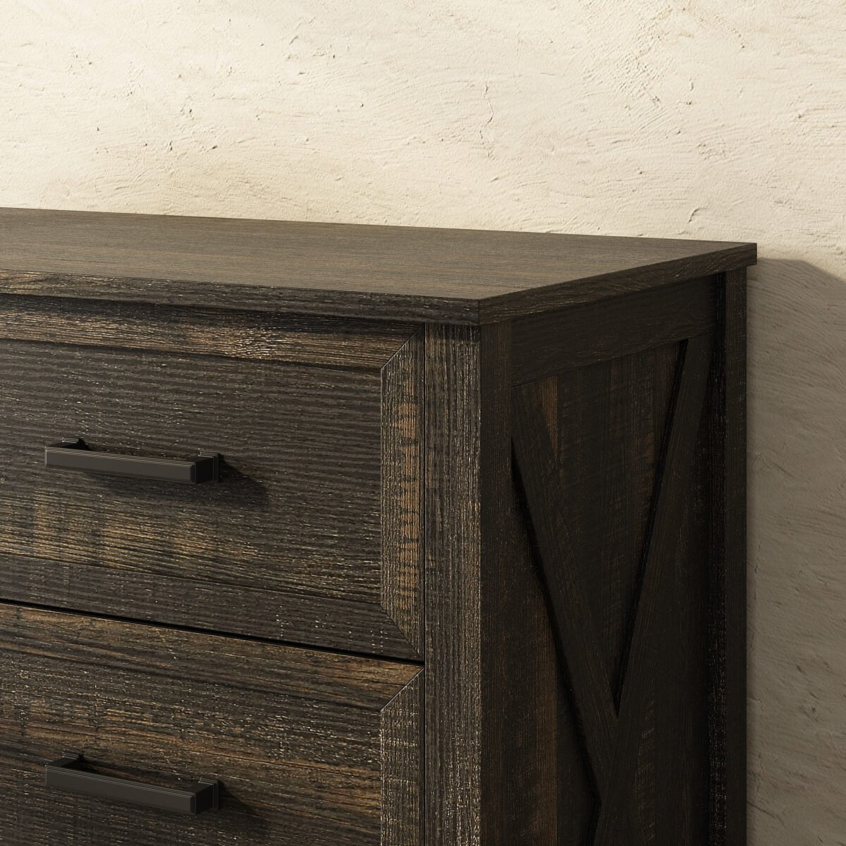 Dorien Rustic Farmhouse Black 9-Drawer Dresser - Riumlore